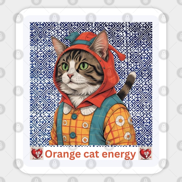 Orange Cat Energy – Indigo Hmong Vibes Sticker by Pimcolle
